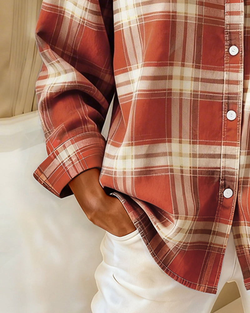 Hayden Ximena™ | Shirt with Check Pattern and Notched Collar