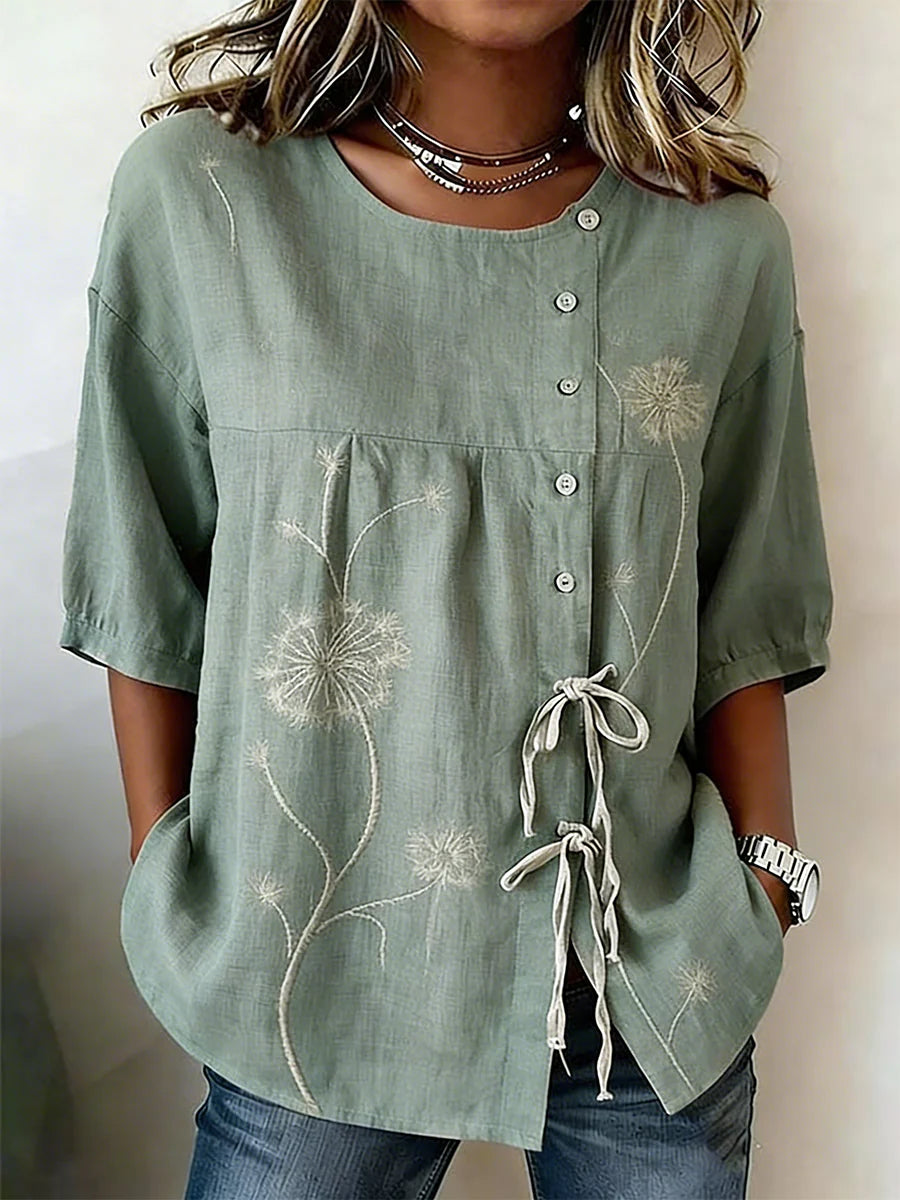 Marielle™ Embroidered Linen Blouse