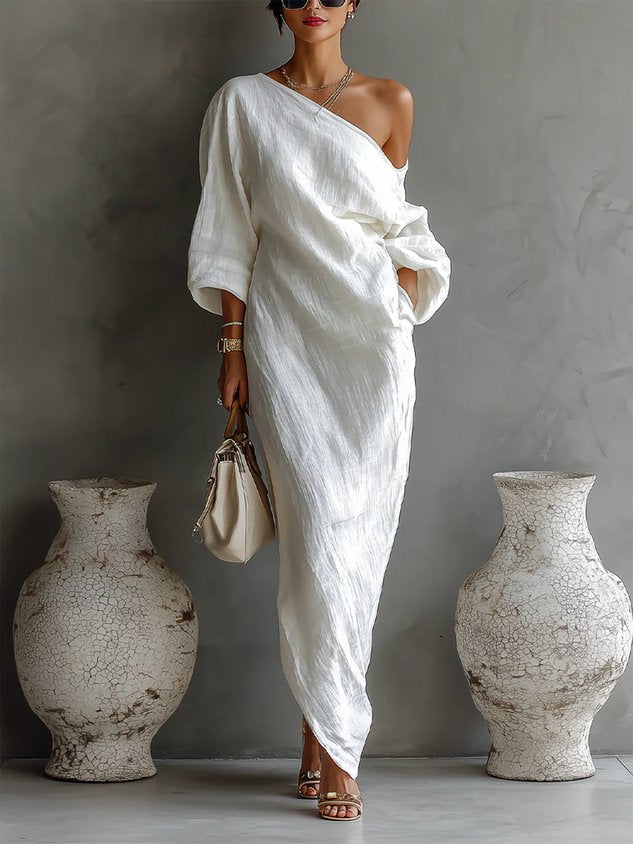 Zafira™ Abstract One-Shoulder Maxi Dress