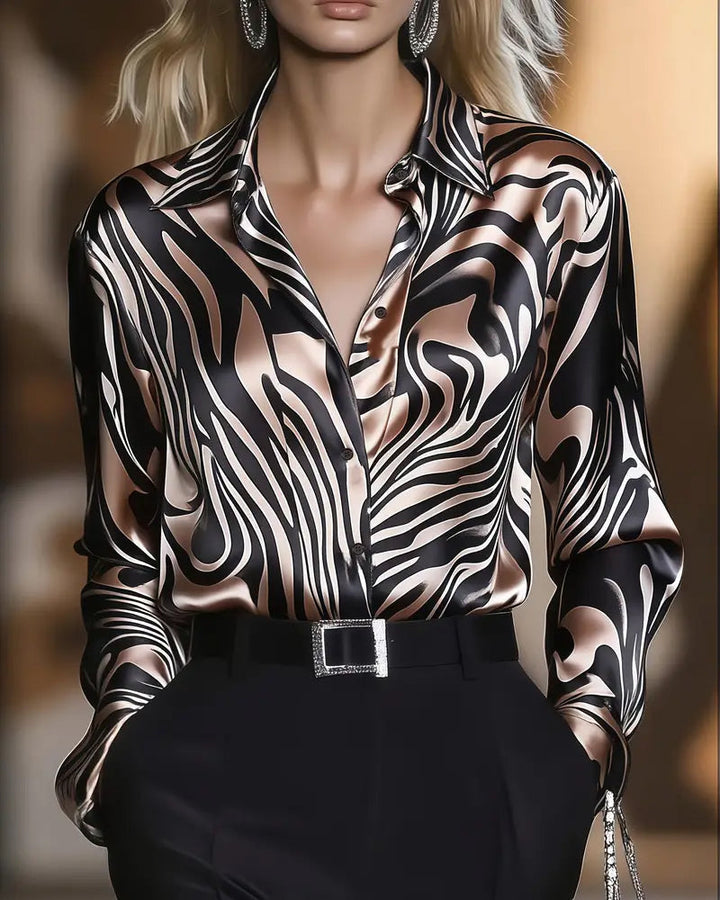 Hayden Raelyn™ | Elegant Printed V-Neck Blouse