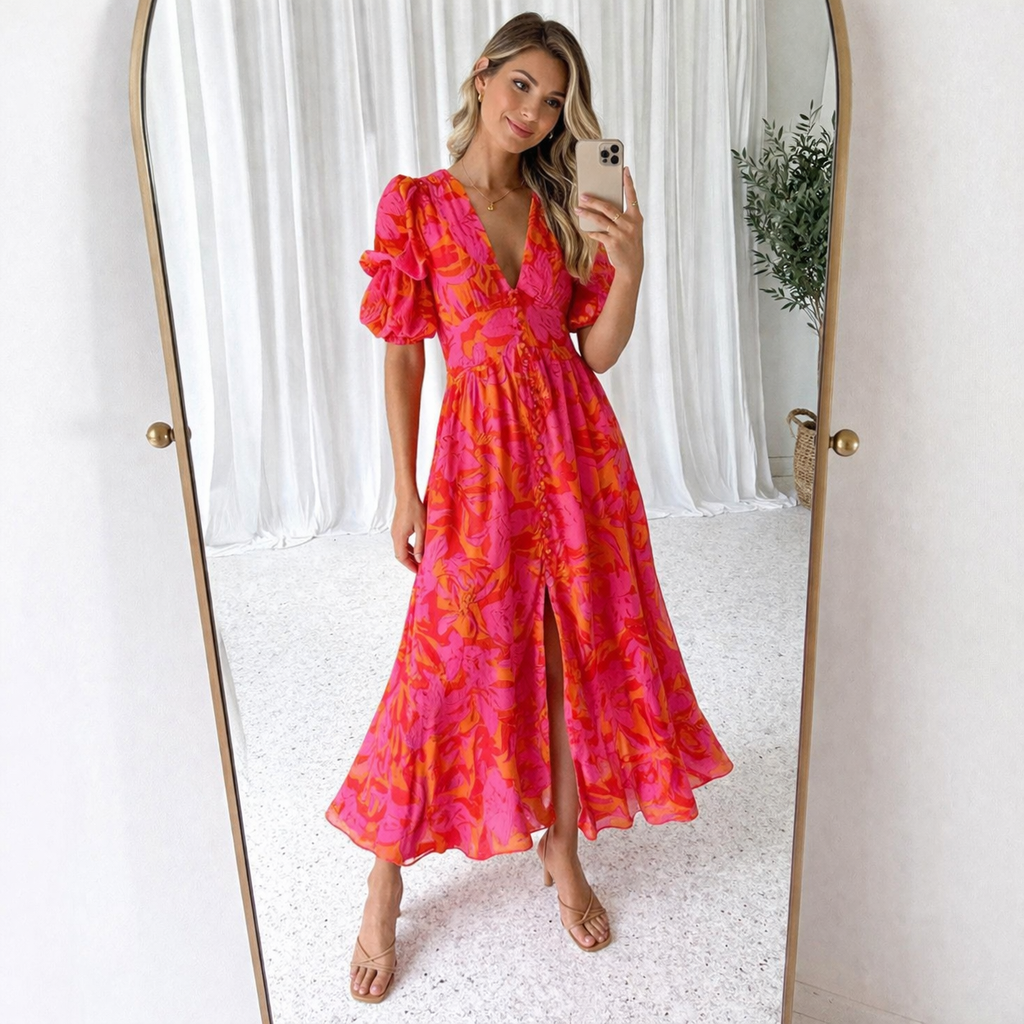 Marcella™ Puff-Sleeve Maxi Dress