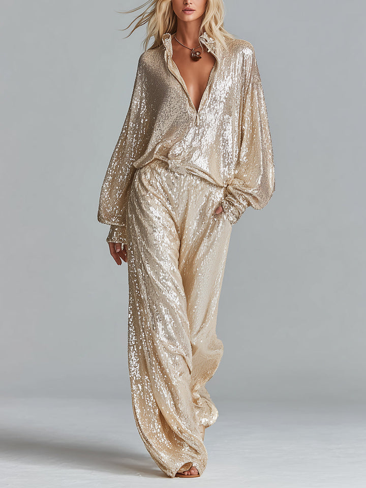 Serena™ Champagne Sequin Trousers