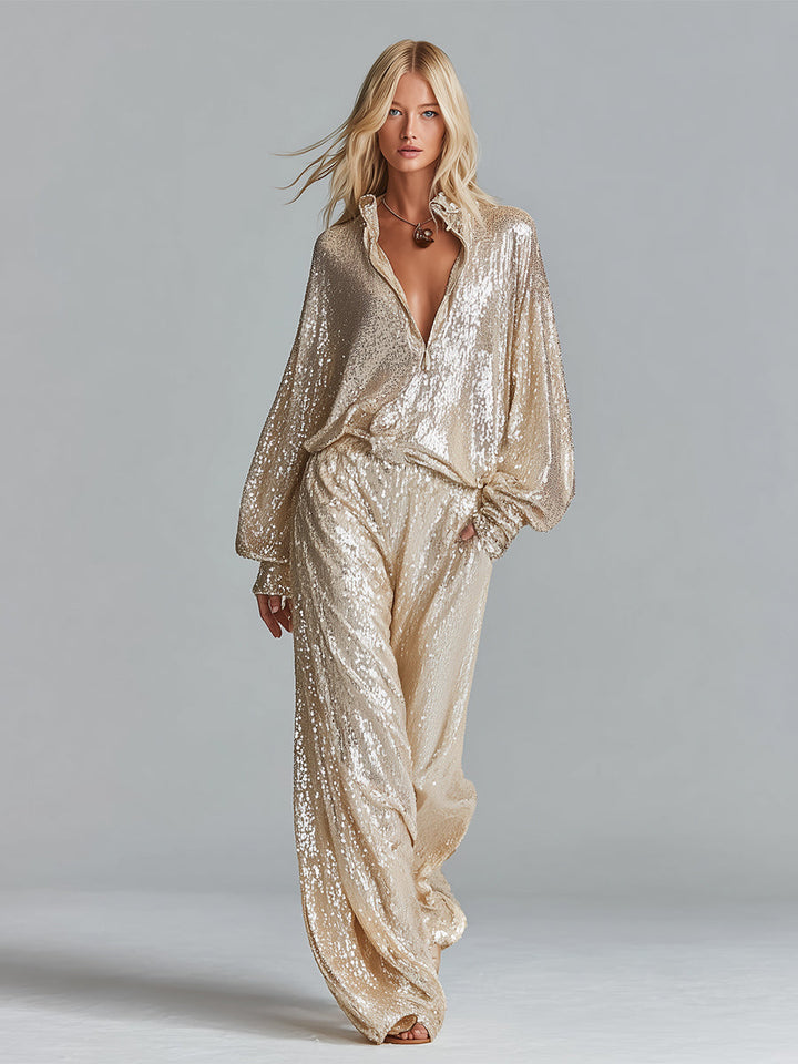 Serena™ Champagne Sequin Trousers