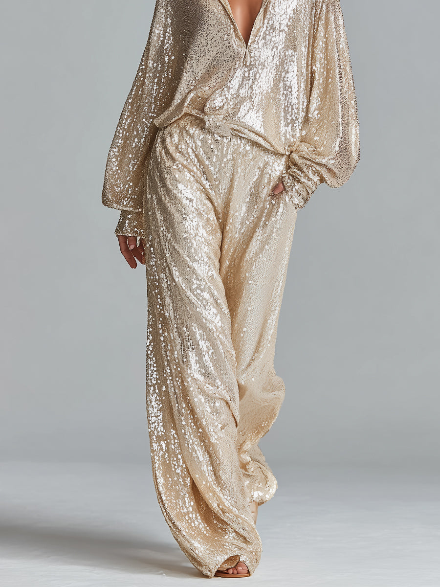 Serena™ Champagne Sequin Trousers