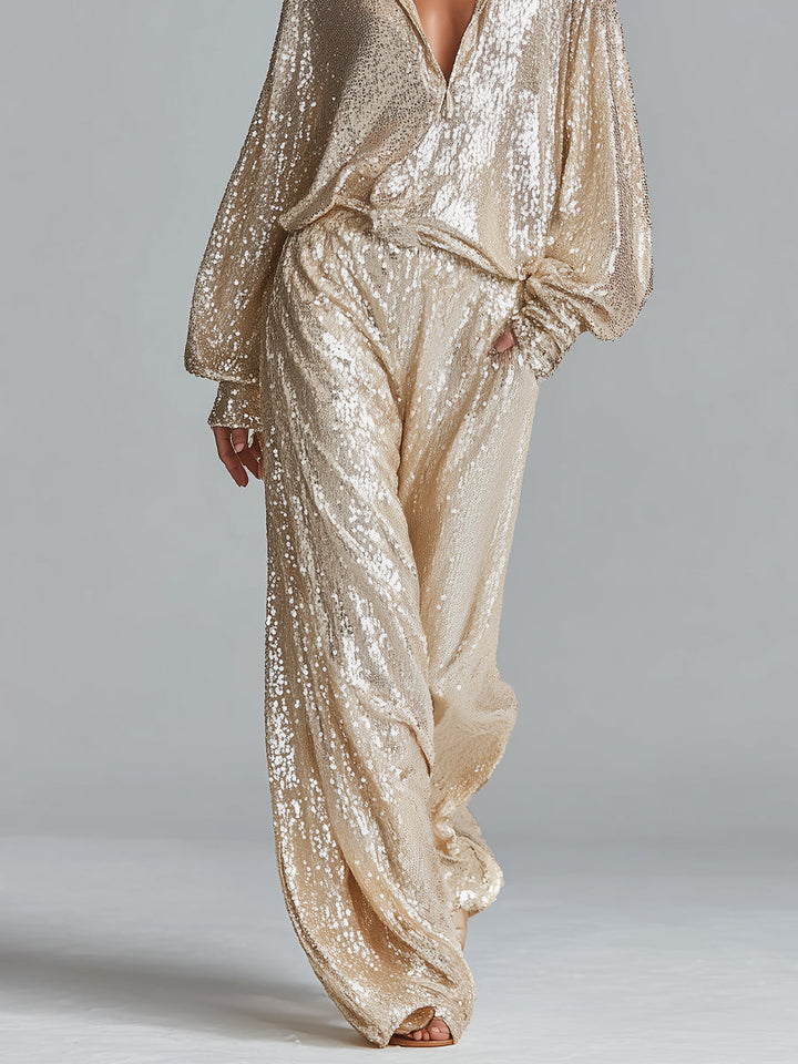 Serena™ Champagne Sequin Trousers