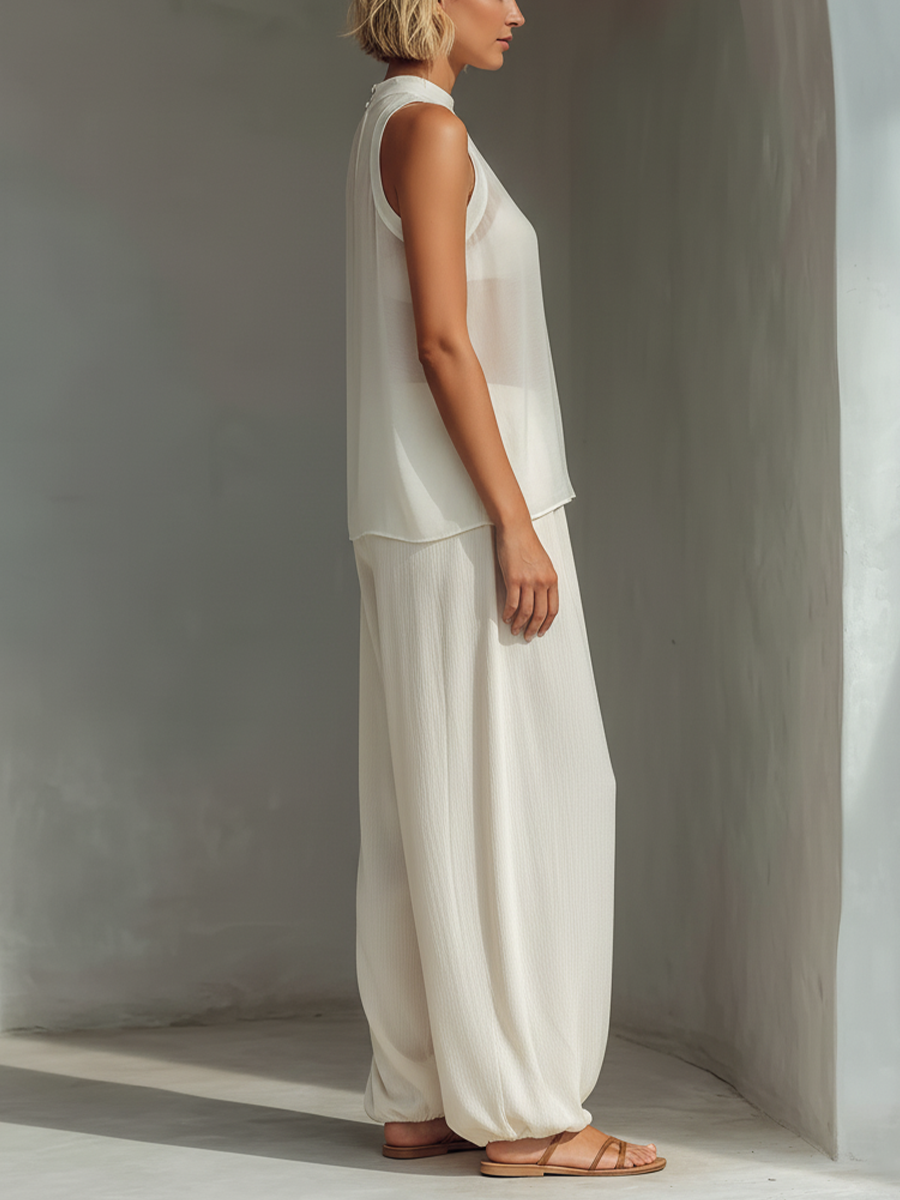 Nora™ Cream Wide-Leg Trousers