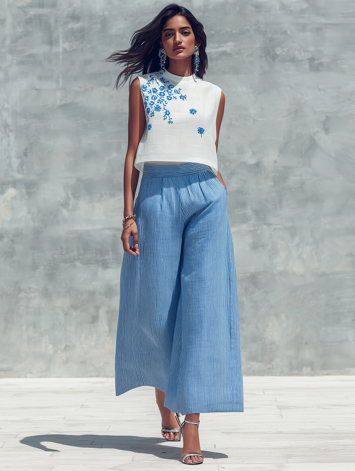 Elise™ Pinstripe Wide-Leg Trousers