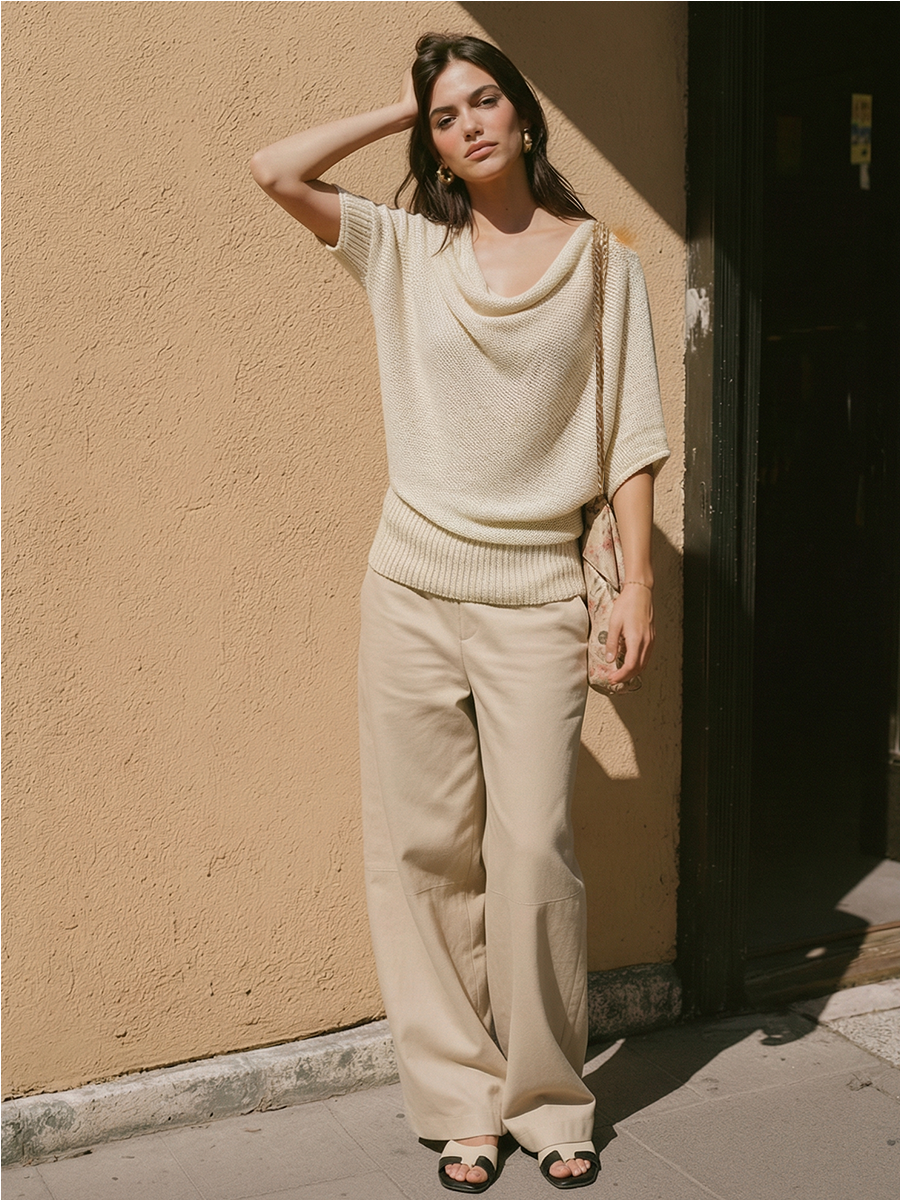 Lina™ Khaki Wide-Leg Trousers