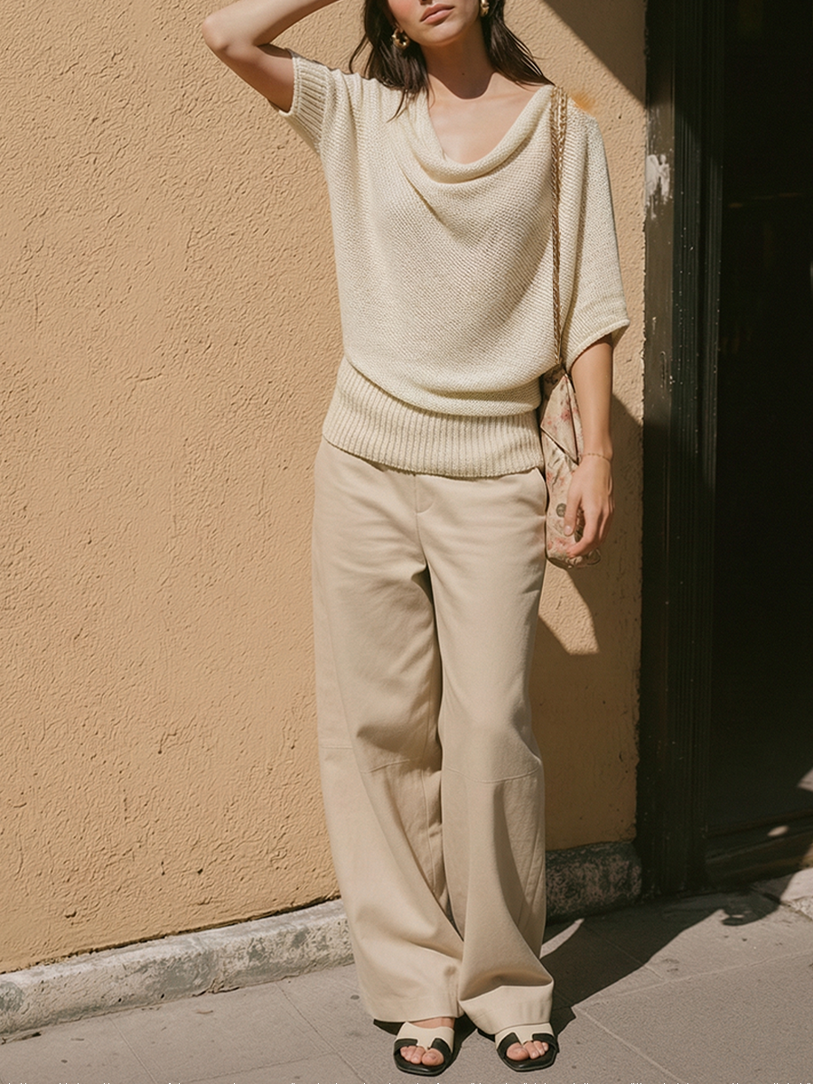 Lina™ Khaki Wide-Leg Trousers