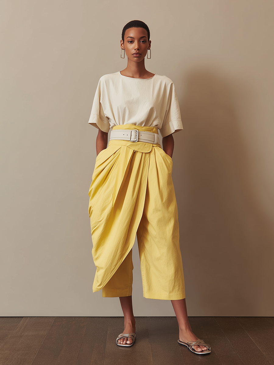 Elena™ Yellow Cropped Trousers