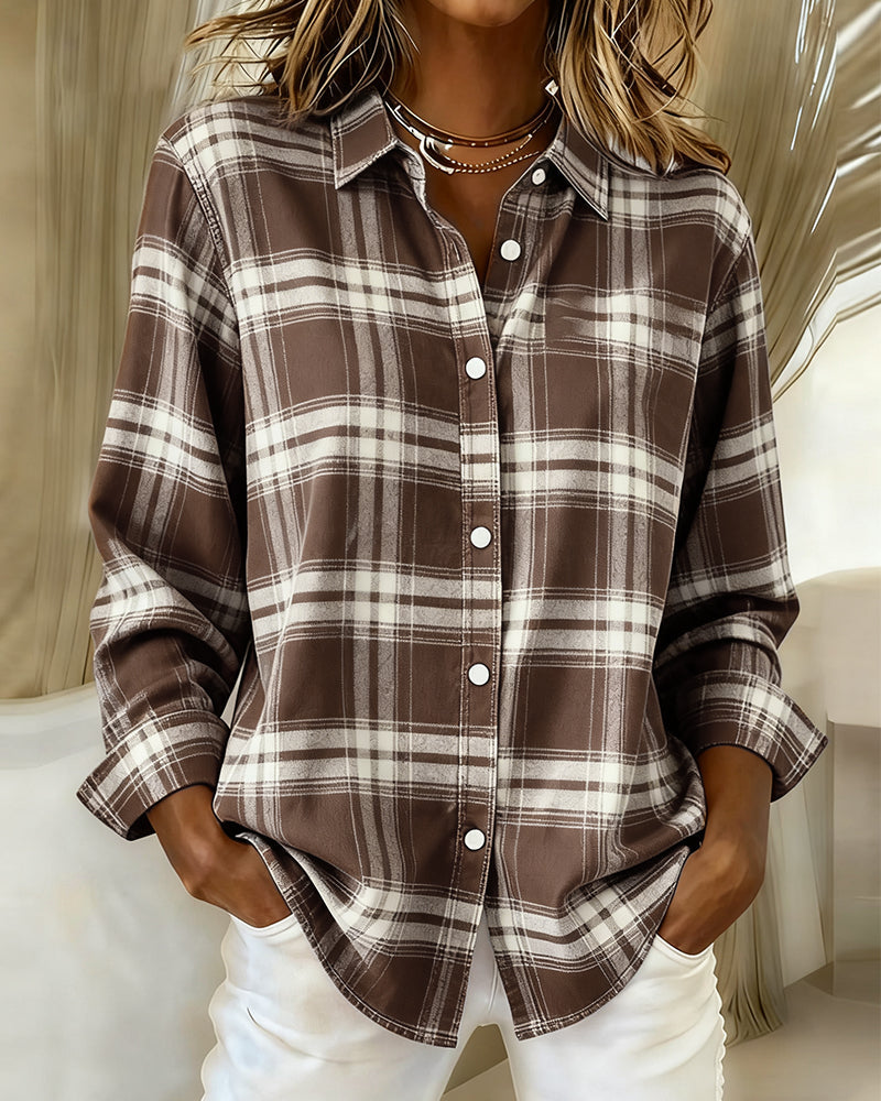 Hayden Ximena™ | Shirt with Check Pattern and Notched Collar