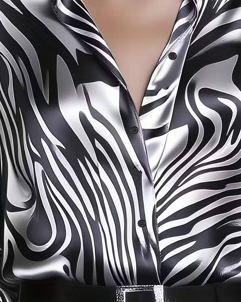 Hayden Raelyn™ | Elegant Printed V-Neck Blouse