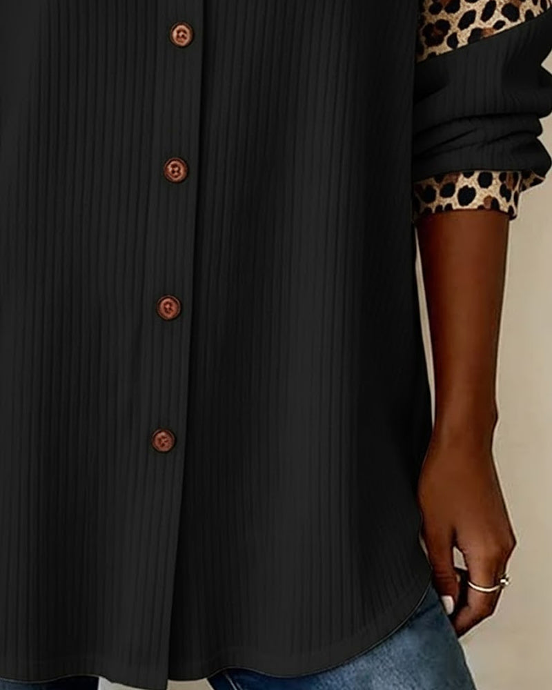 Hayden Malia™ | Leopard print button-up collar blouse