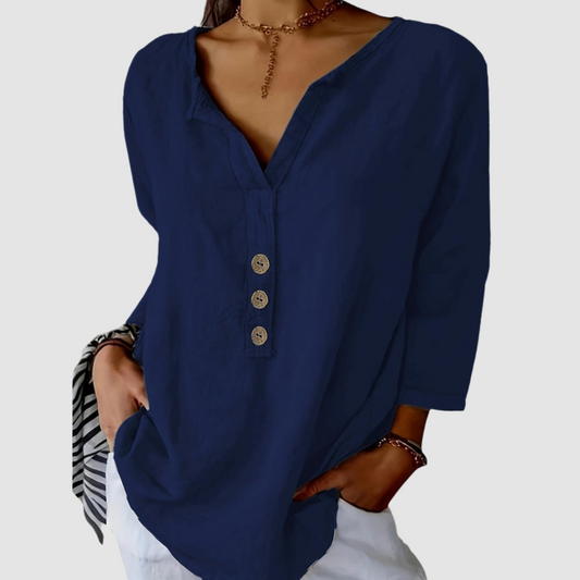 Melisa™ Casual Cotton & Linen Blouse