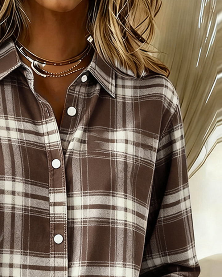 Hayden Ximena™ | Shirt with Check Pattern and Notched Collar