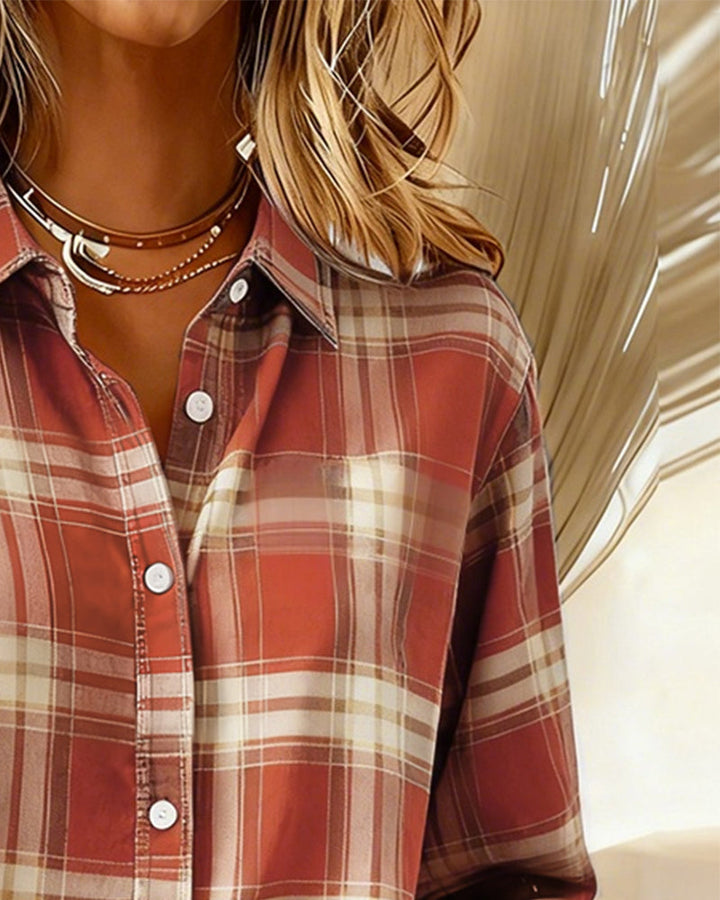 Hayden Ximena™ | Shirt with Check Pattern and Notched Collar