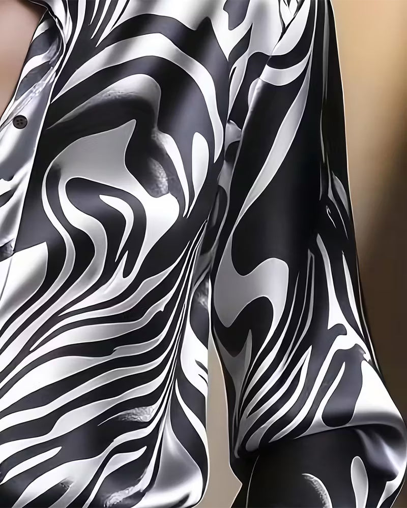 Hayden Raelyn™ | Elegant Printed V-Neck Blouse