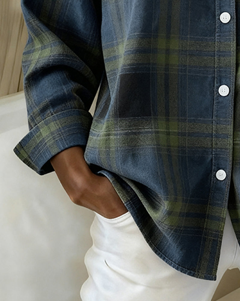 Hayden Ximena™ | Shirt with Check Pattern and Notched Collar