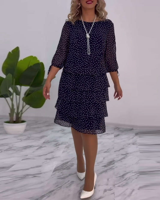 Claire™ Elegant Layered Polka Dot Dress
