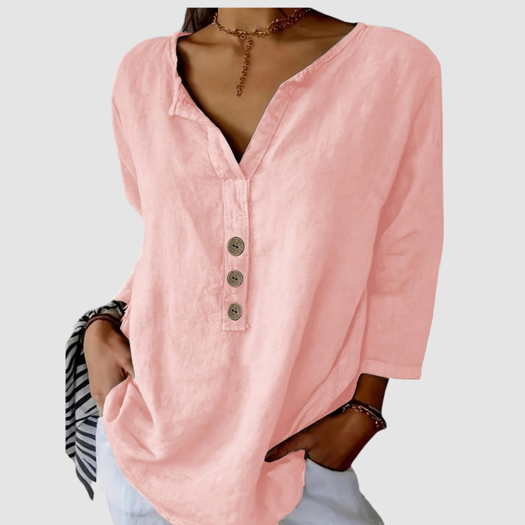 Melisa™ Casual Cotton & Linen Blouse