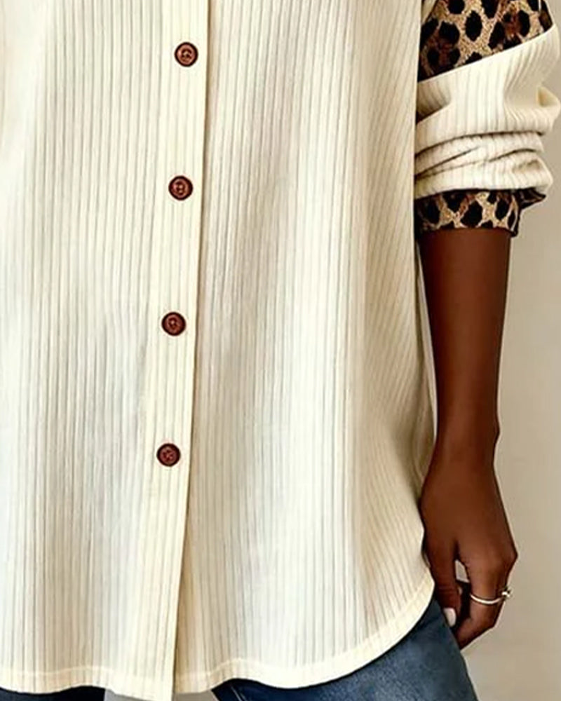 Hayden Malia™ | Leopard print button-up collar blouse