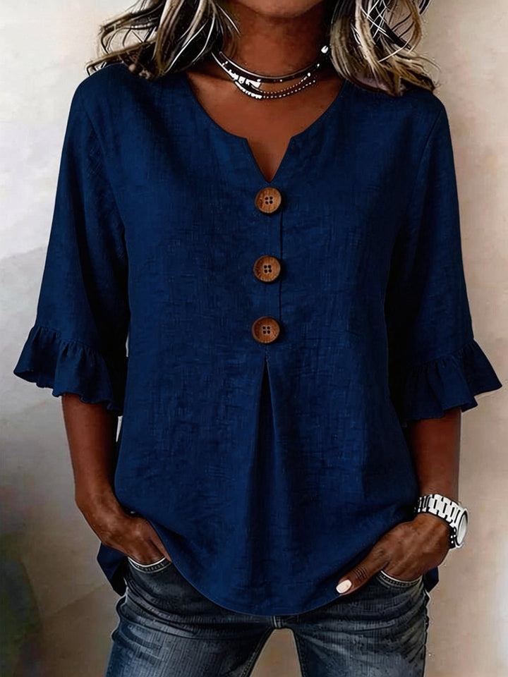 Aveline™ Soft Linen Ruffle Blouse