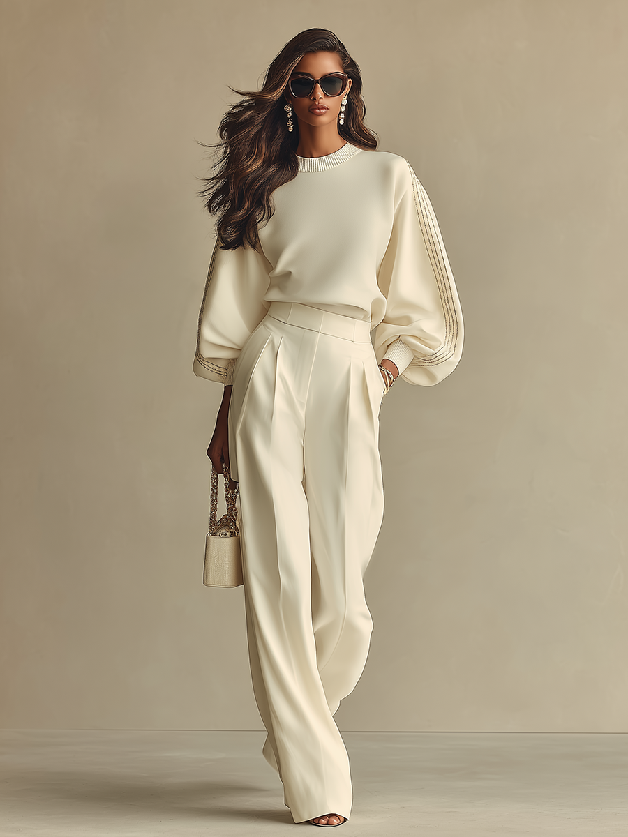 Camille™ Off-White Wide-Leg Trousers