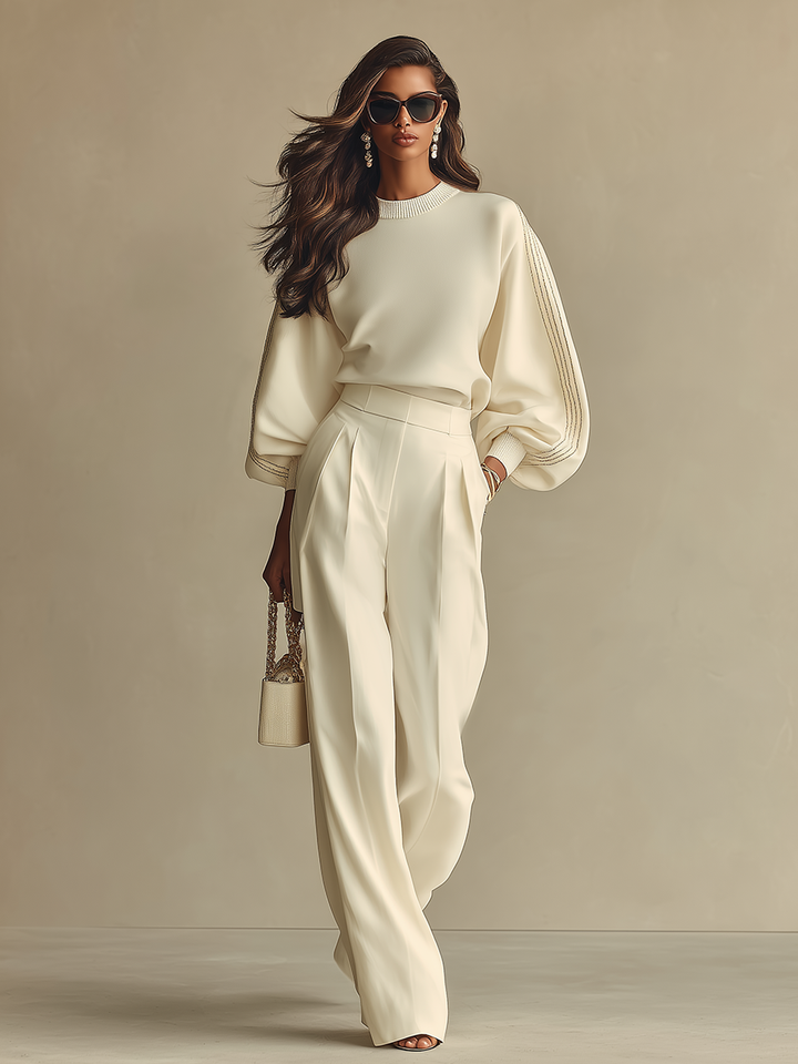 Camille™ Off-White Wide-Leg Trousers