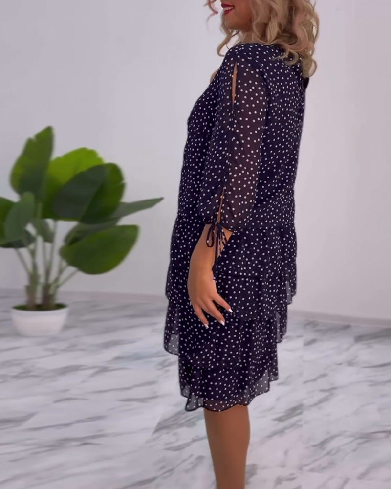 Claire™ Elegant Layered Polka Dot Dress