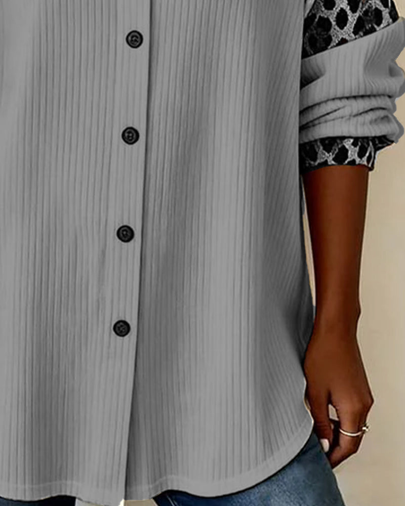 Hayden Malia™ | Leopard print button-up collar blouse