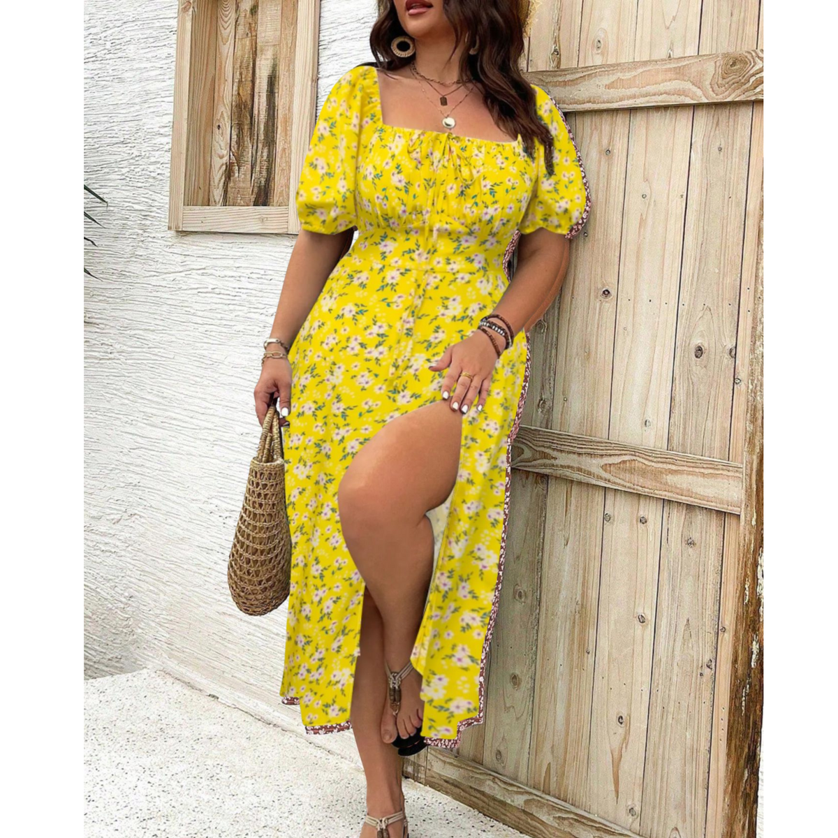 VEYA™ – Classy Plus Size Puff Sleeve Maxi Dress