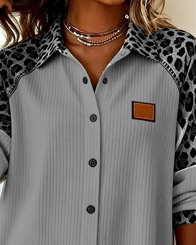 Hayden Malia™ | Leopard print button-up collar blouse
