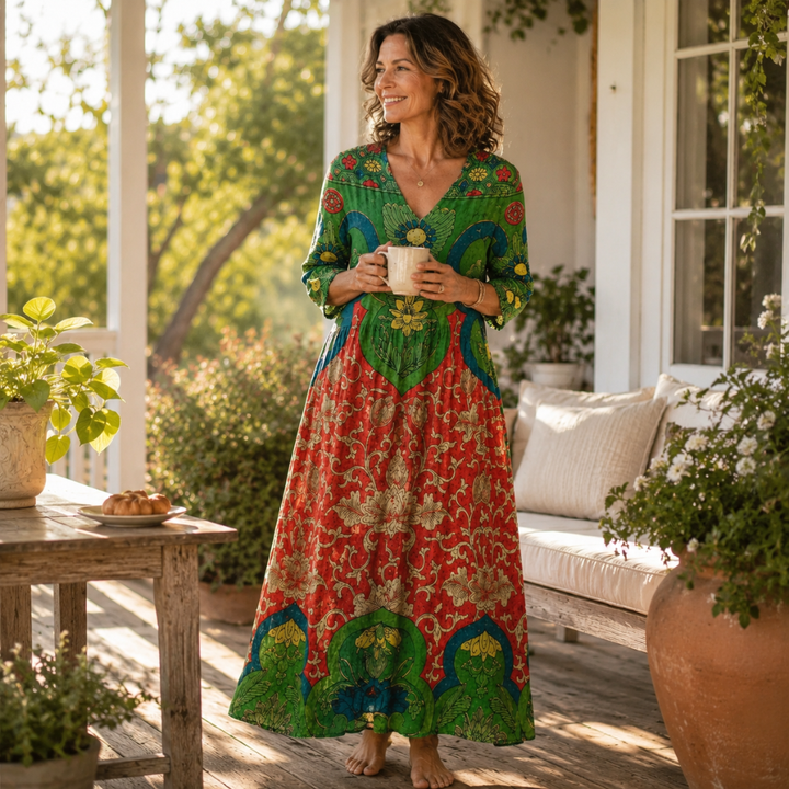 Arabella™ Bohemian Floral Linen Maxi Dress