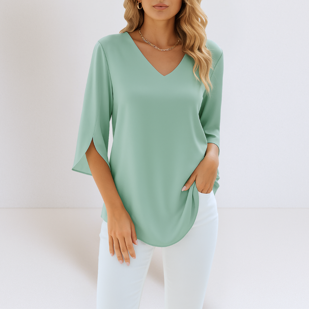 Hayden Lara | Elegant V-Neck Top With Tummy Coverage