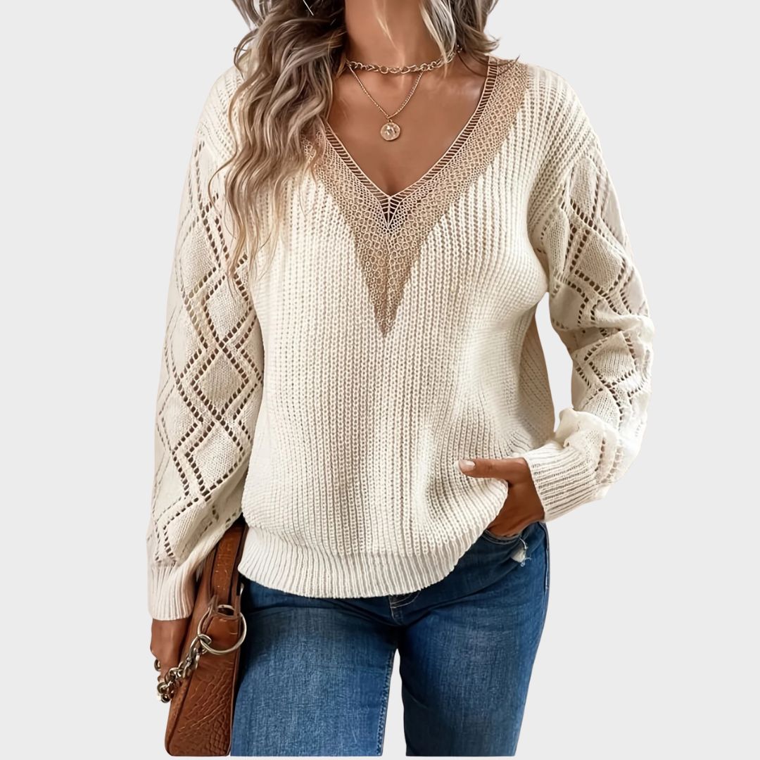 Hayden Marley | Solid V Neck Knitted Sweater