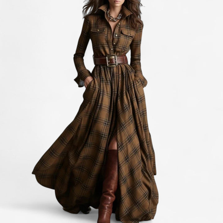 Hayden Barbara™ | Timeless Checkered Maxi Dress