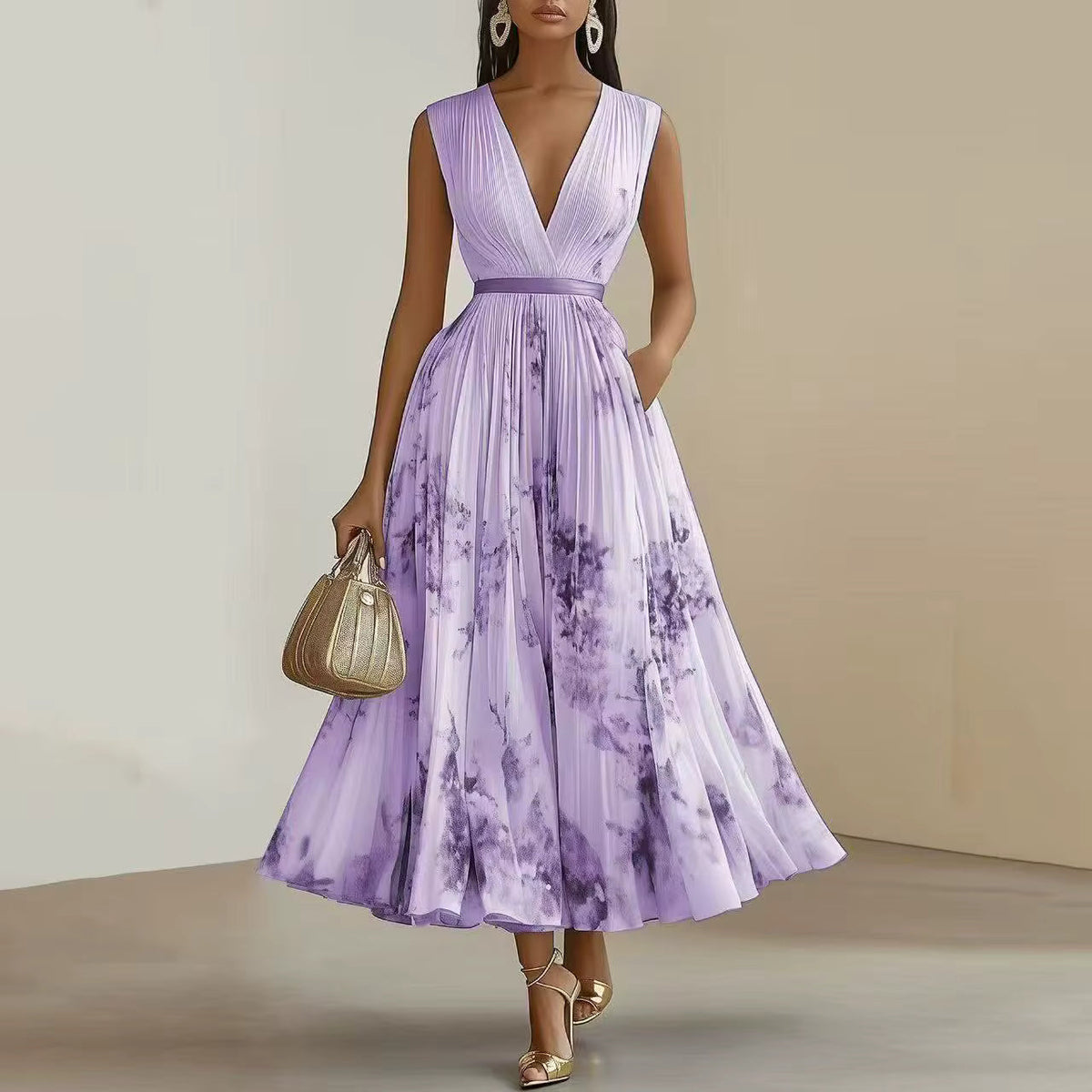 Hayden Milano | Elegant Pleated Maxi Dress