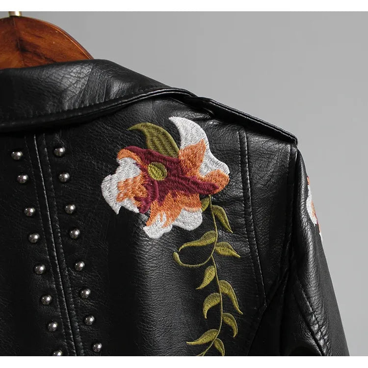 Hayden Ella | Stylish Embroidered Leather Jacket