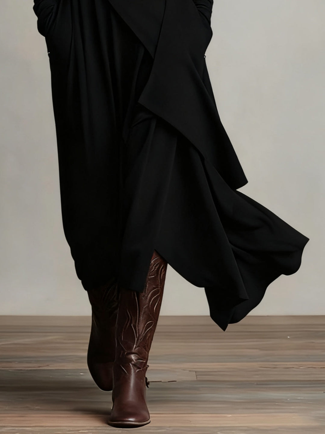 Hayden Zara™ | High-neck Asymmetrical Pleated Maxi Dress