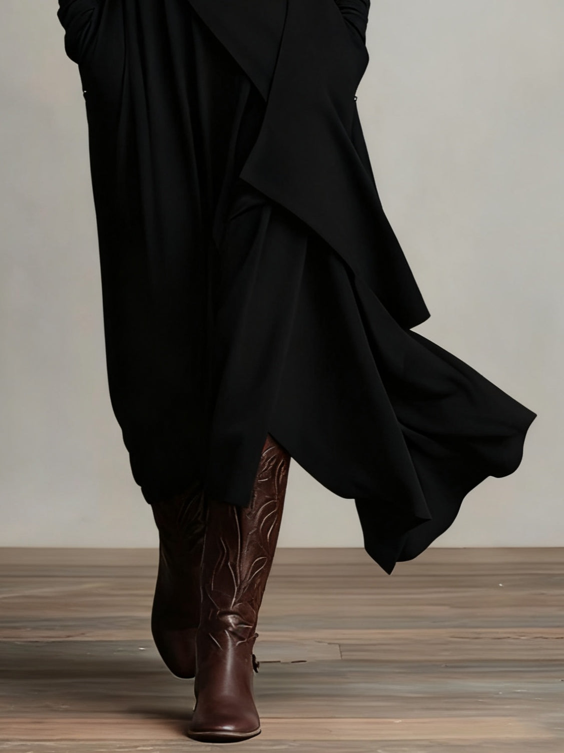 Hayden Zara™ | High-neck Asymmetrical Pleated Maxi Dress