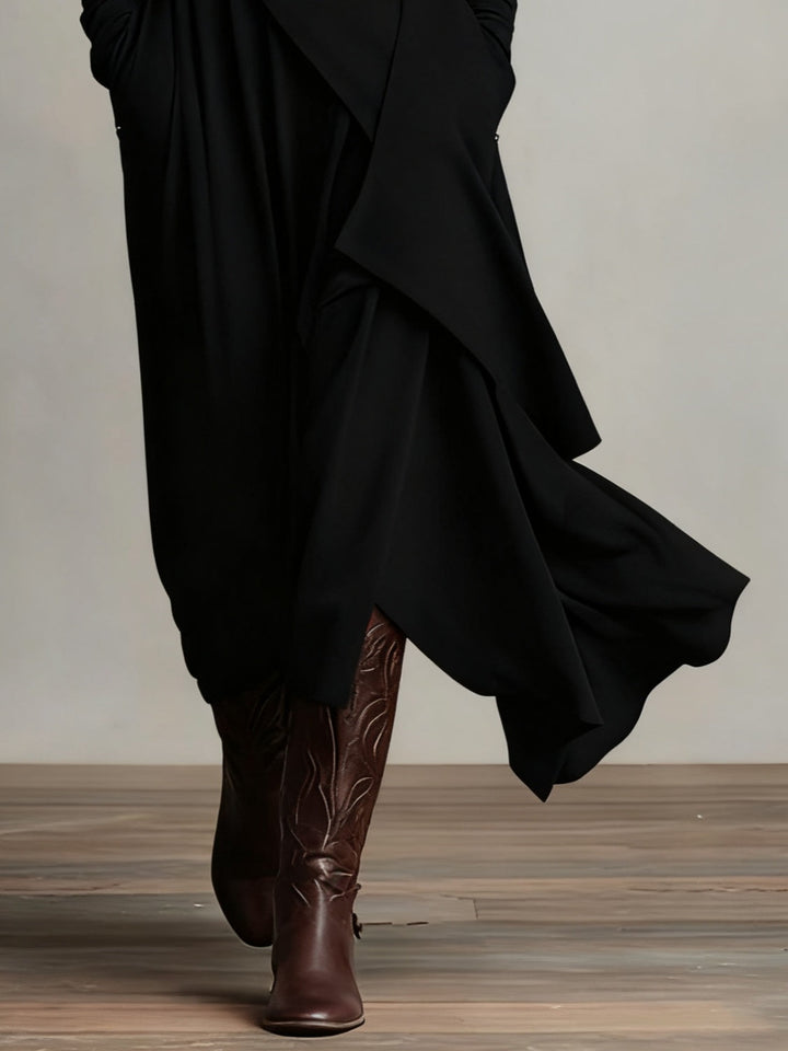 Hayden Zara™ | High-neck Asymmetrical Pleated Maxi Dress