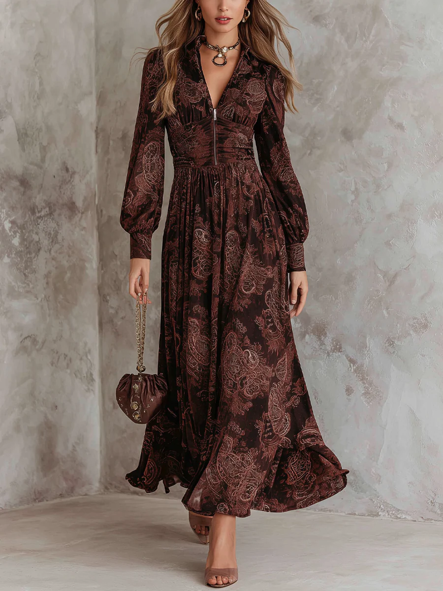 Hayden Lennox™ | Paisley Zip Waist Maxi Dress