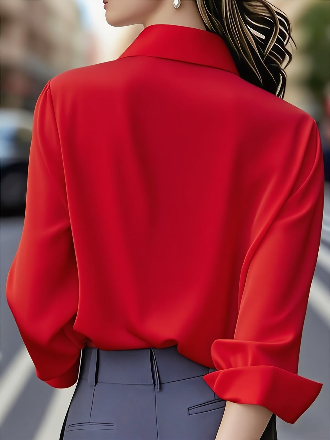 Hayden Ellen | Stylish Long-sleeved Blouse With Button Placket