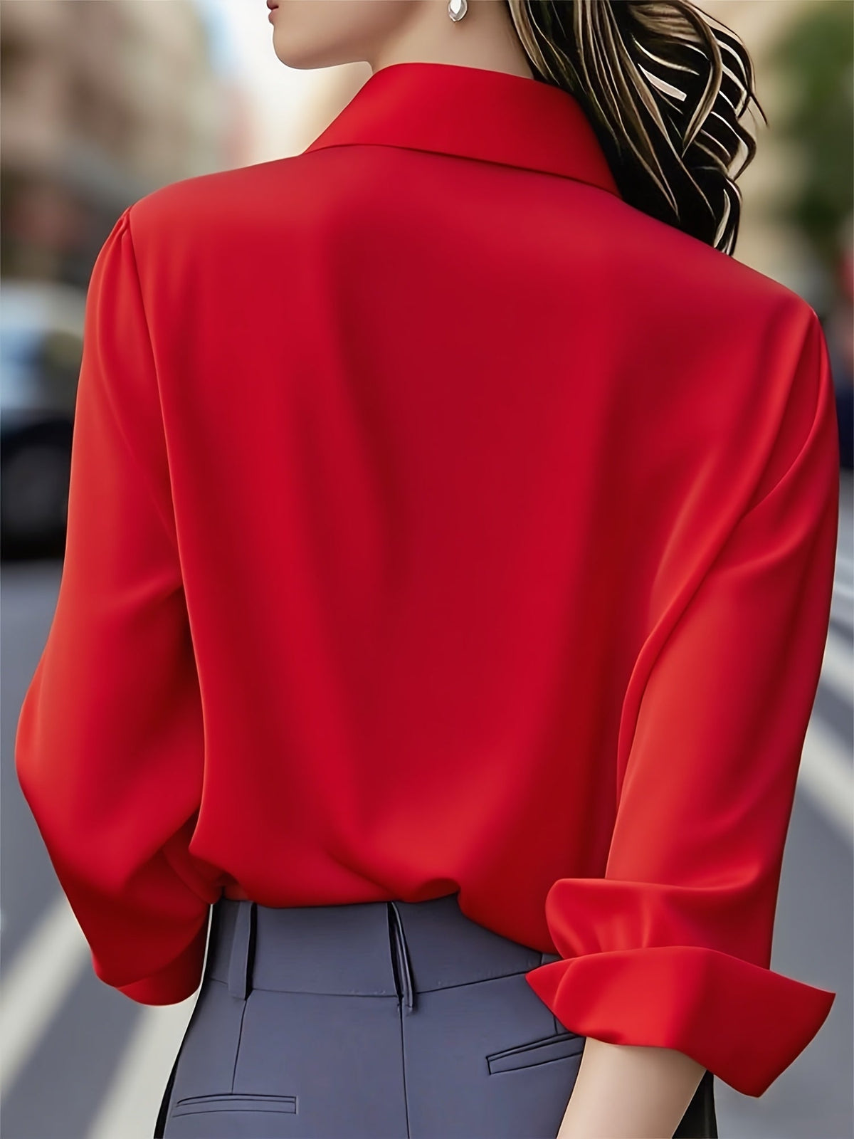 Hayden Ellen | Stylish Long-sleeved Blouse With Button Placket