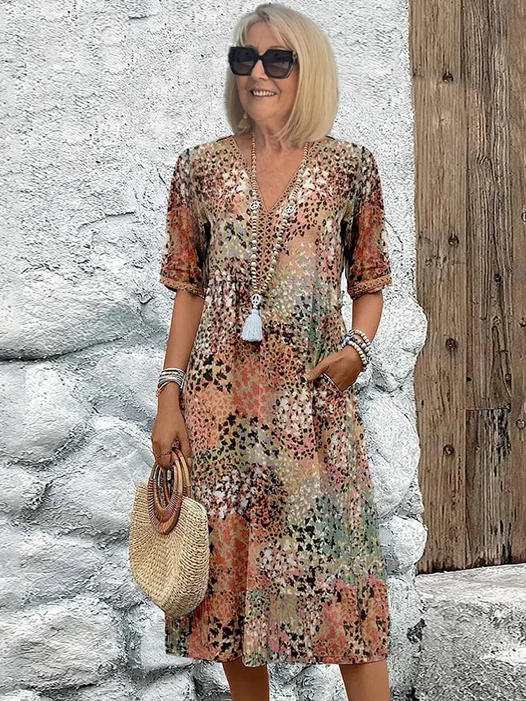 Celine™ Elegant Floral Midi Dress