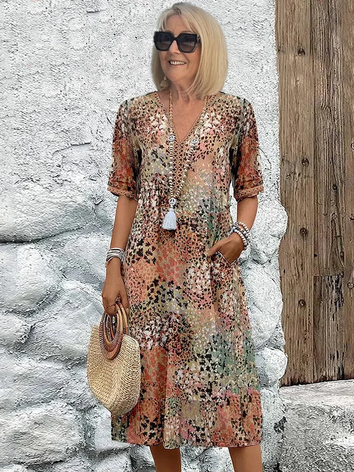 Celine™ Elegant Floral Midi Dress