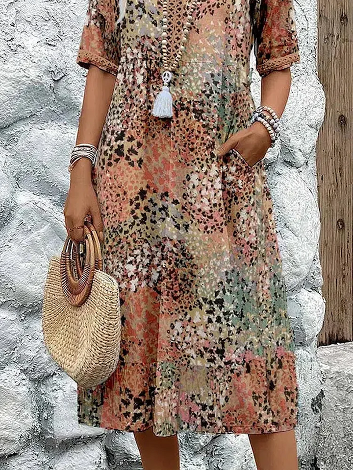 Celine™ Elegant Floral Midi Dress