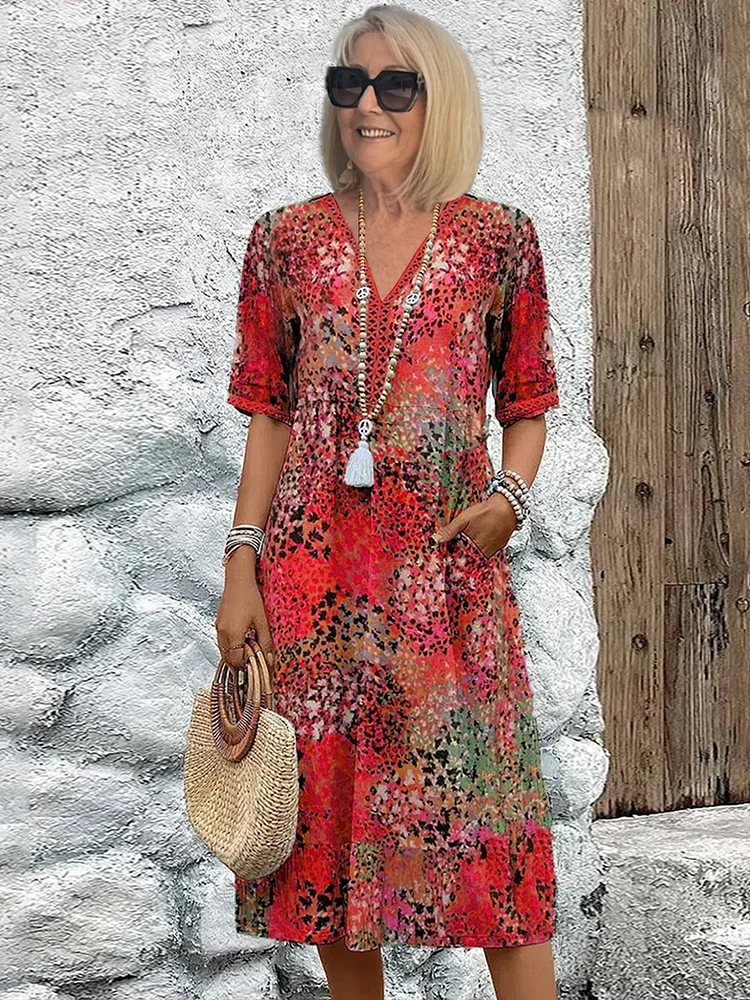 Celine™ Elegant Floral Midi Dress