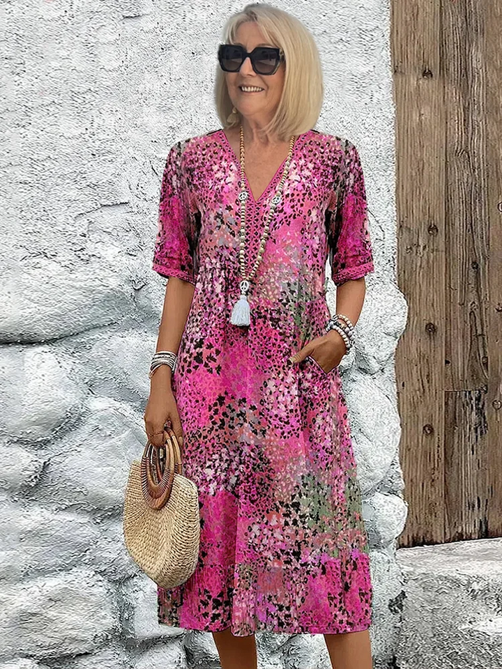 Celine™ Elegant Floral Midi Dress