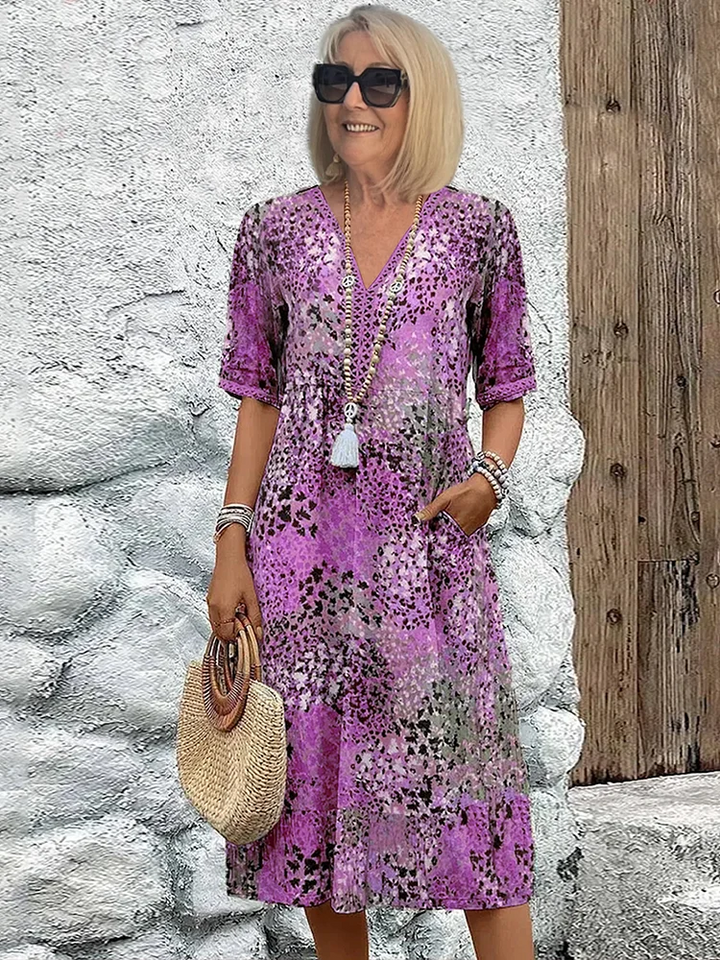 Celine™ Elegant Floral Midi Dress